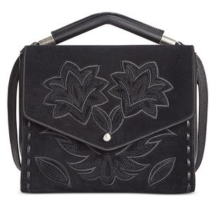Sam Edelman Leaf Embroidered Leather & Suede shoulder bag NEW